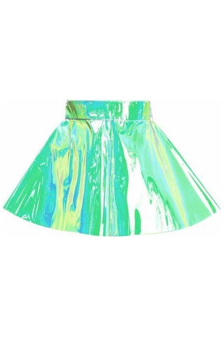 Green holographic skirt best sale