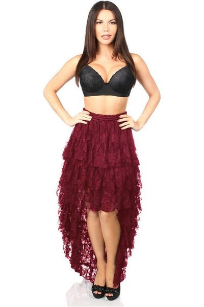 Wine High Low Lace Skirt