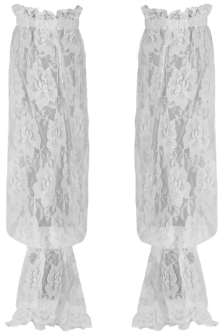 White Sheer Lace Smocked Sleeves