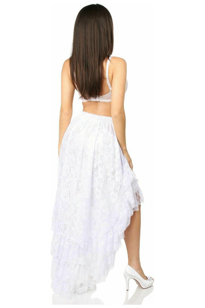 White High Low Lace Skirt