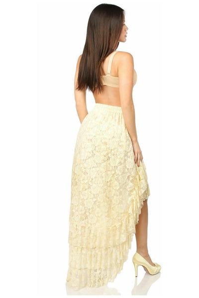 Cream High Low Lace Skirt - Daisy Corsets