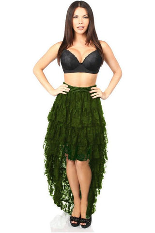 Dark Green High Low Lace Skirt