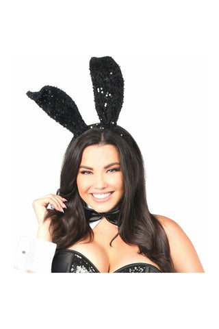 Black Sequin Bunny Ears - Daisy Corsets