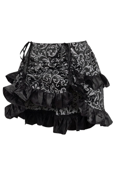 Silver/Black Brocade Ruched Bustle Skirt