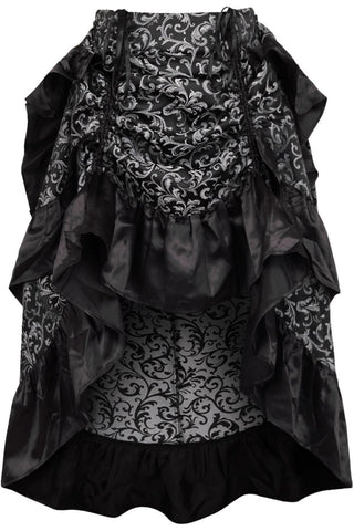 Silver/Black Brocade Adjustable High Low Bustle Skirt