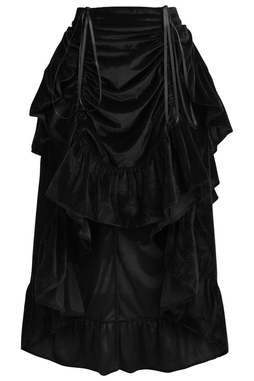 Black Velvet Adjustable High Low Bustle Skirt