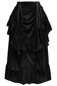 Black Velvet Adjustable High Low Bustle Skirt