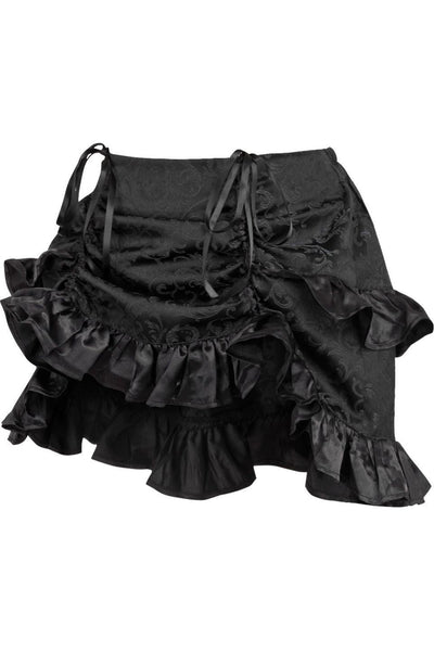 Black Brocade Ruched Bustle Skirt