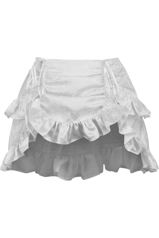 White Brocade Ruched Bustle Skirt