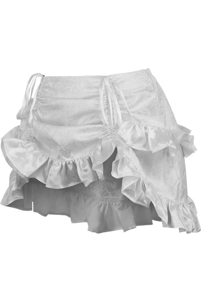 White Brocade Ruched Bustle Skirt