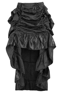 Black Brocade Adjustable High Low Bustle Skirt