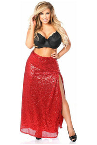 Top Drawer Long Red Sequin Skirt - Daisy Corsets