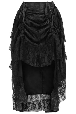 Black Lace Adjustable High Low Bustle Skirt