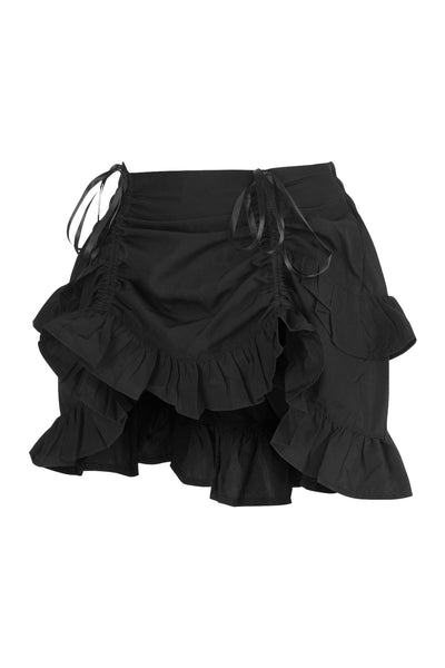 Black Crepe Ruched Bustle Skirt