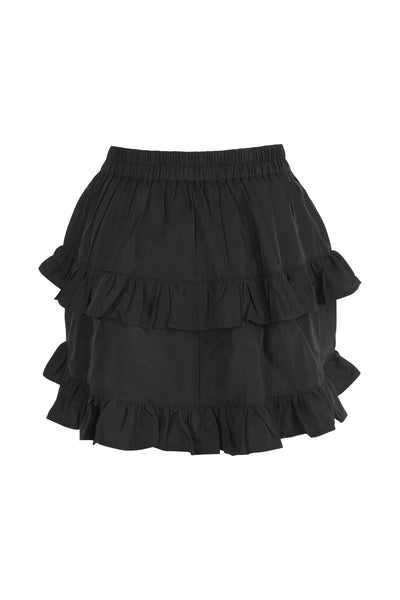 Black Crepe Ruched Bustle Skirt