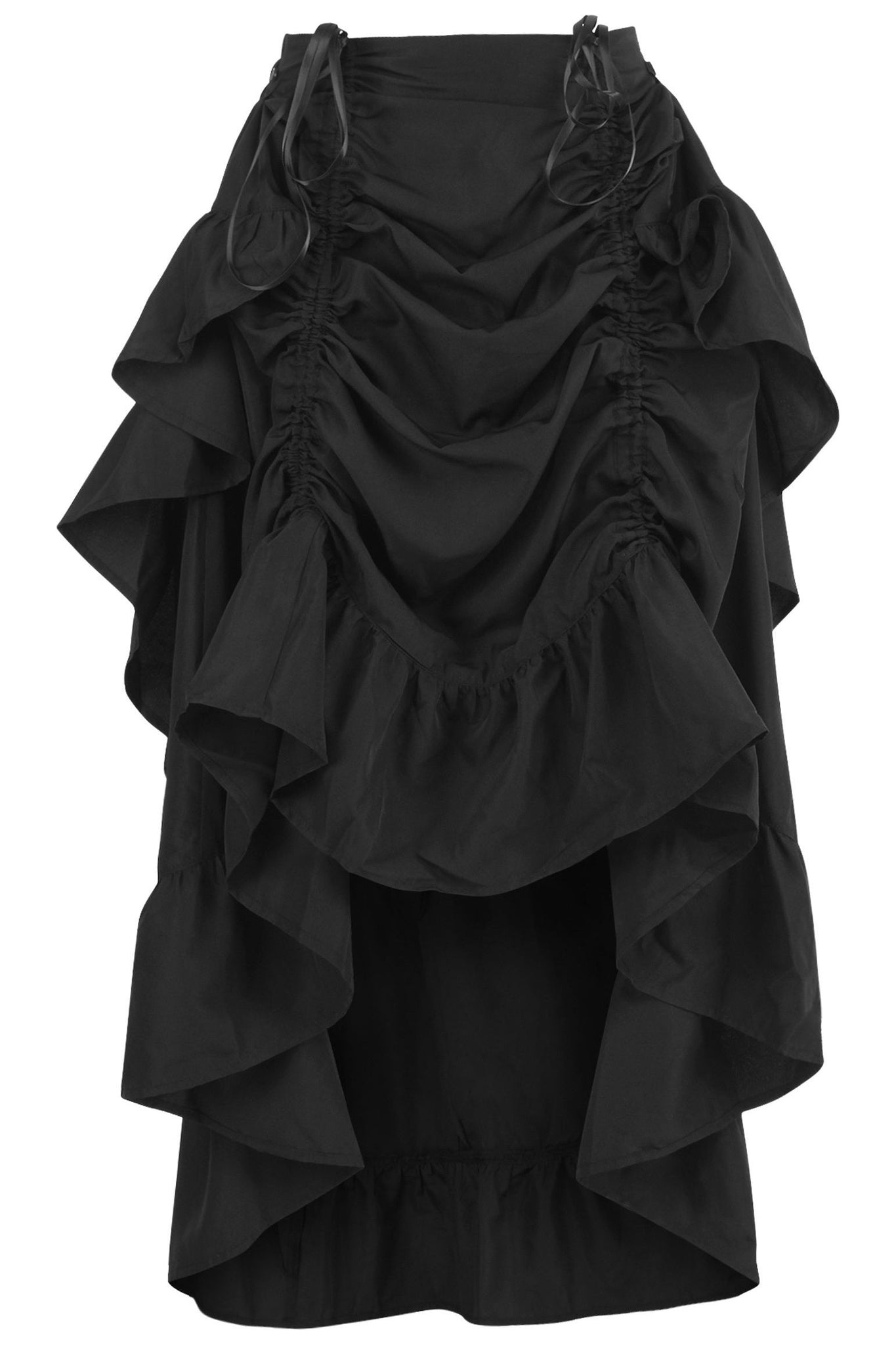 Black Crepe Adjustable High Low Skirt