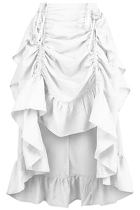 White Crepe Adjustable High Low Skirt