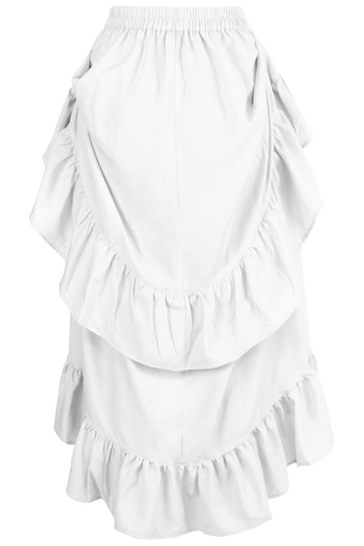 White Crepe Adjustable High Low Skirt