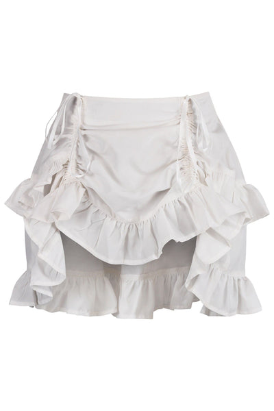 White Crepe Ruched Bustle Skirt