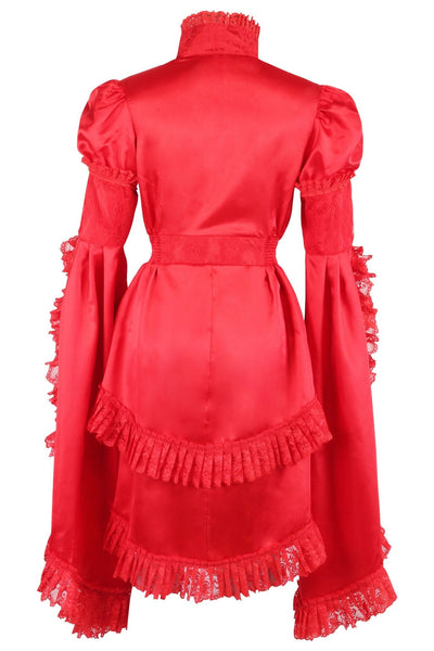 Red Satin & Lace Ruffled Jacket