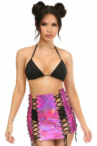 Fuchsia Holo Lace-Up Skirt - Daisy Corsets