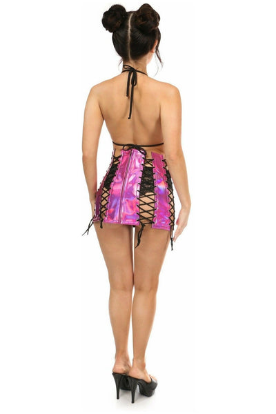 Fuchsia Holo Lace-Up Skirt - Daisy Corsets