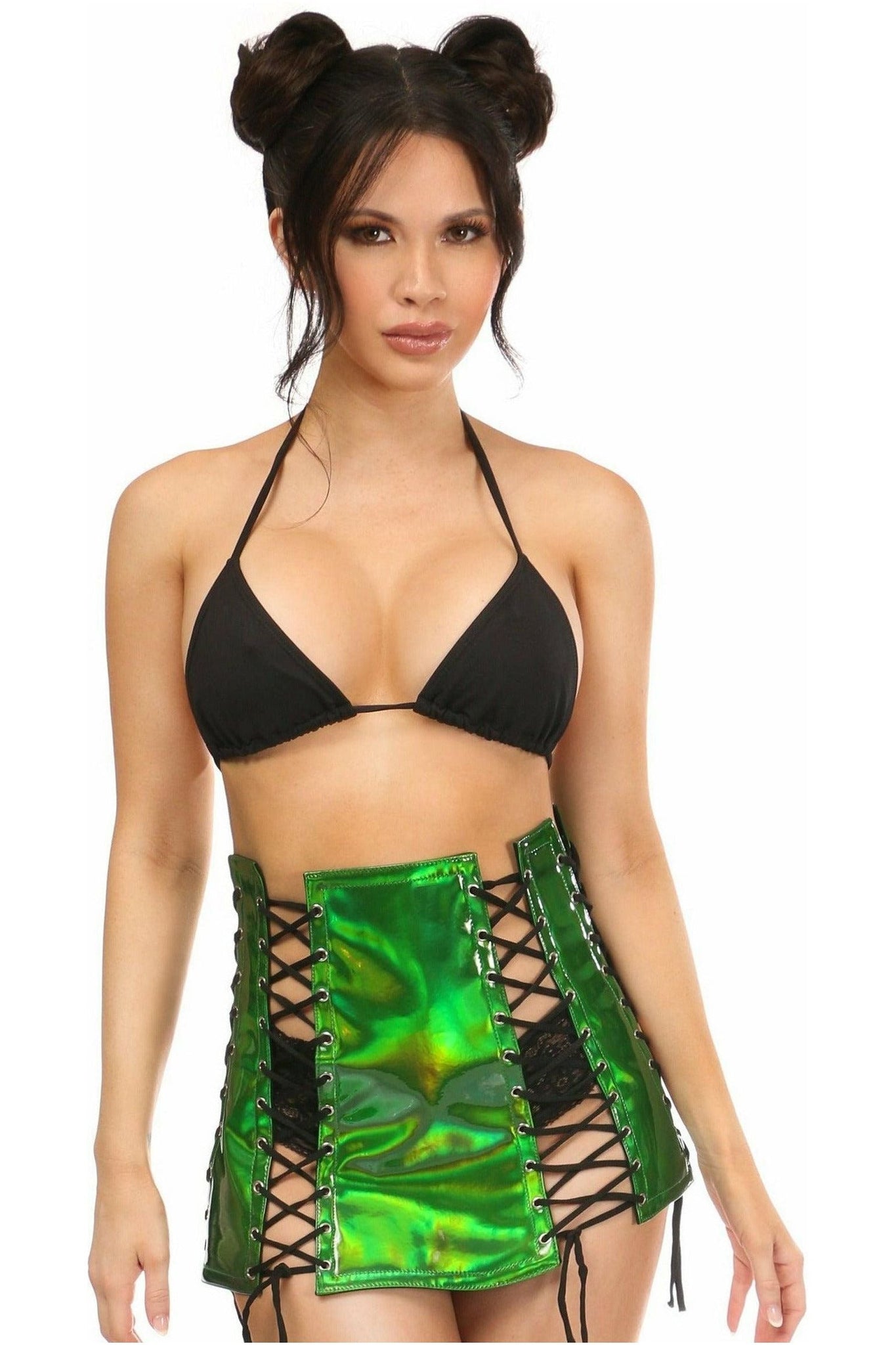 Green Holo Lace-Up Skirt - Daisy Corsets