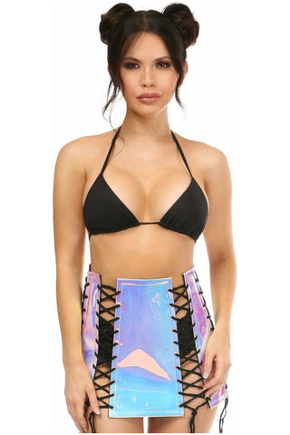 Blue/Purple Holo Lace-Up Skirt - Daisy Corsets