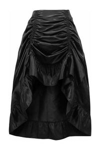 Black Satin Hi Low Ruched Ruffle Skirt - Daisy Corsets