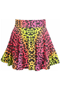 Rainbow Leopard Print Stretch Lycra Skirt