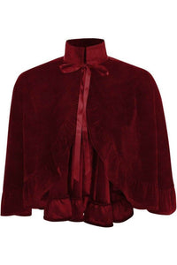 Dark Red Velvet Ruffle Cape