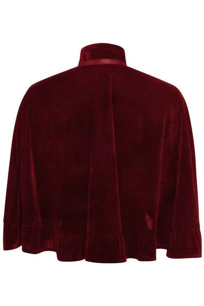 Dark Red Velvet Ruffle Cape