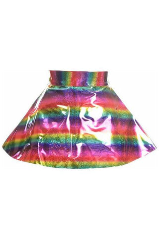 Rainbow Glitter PVC Skater Skirt