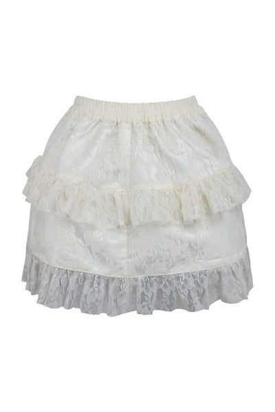 Cream Lace Ruched Bustle Skirt