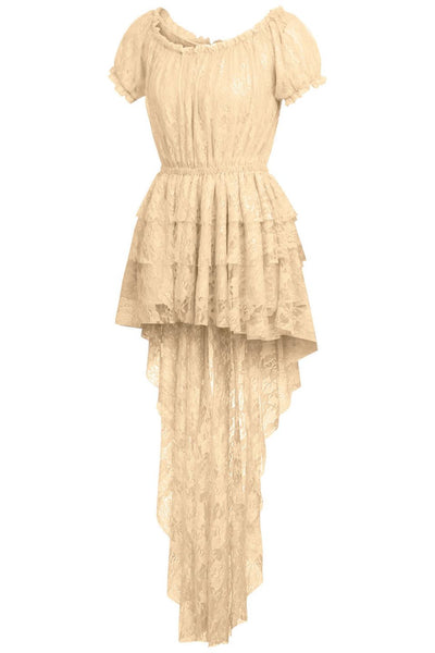 Cream High Low Lace Dress