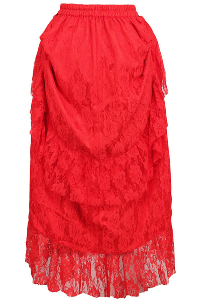 Red Lace Adjustable High Low Bustle Skirt