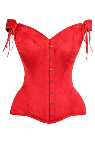 Top Drawer Red Satin Steel Boned Corset w/Straps