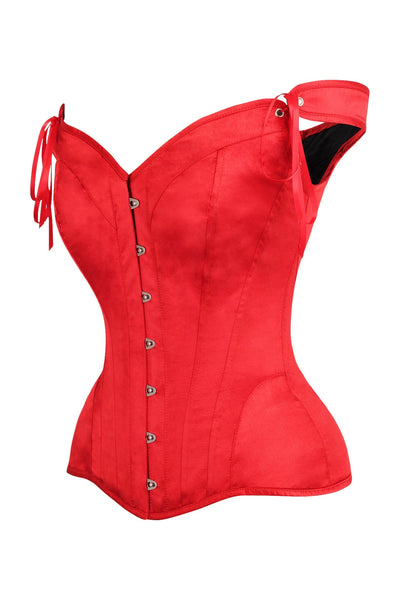 Top Drawer Red Satin Steel Boned Corset w/Straps