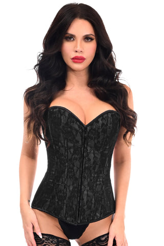 Lavish Black Lace Front Zipper Corset