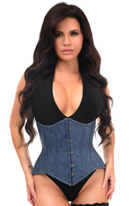 Top Drawer Denim Double Steel Boned Waist Training Corset Cincher