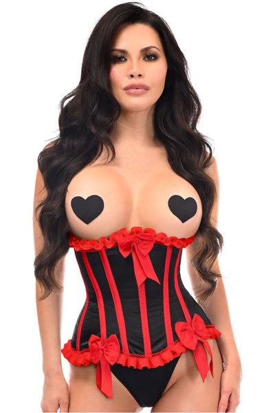 Top Drawer Black/Red Steel Boned Burlesque Underbust Corset Waist Cincher