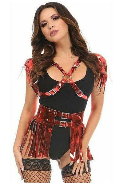 Red Metallic Fringe Skirt - Daisy Corsets