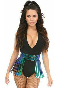 Teal/Blue Holo Fringe Skirt - Daisy Corsets