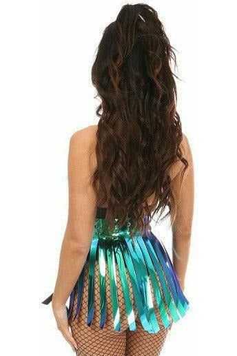 Teal/Blue Holo Fringe Skirt - Daisy Corsets