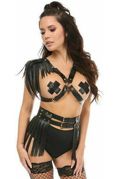 Black/Gold Fringe Shoulder Harness - Daisy Corsets