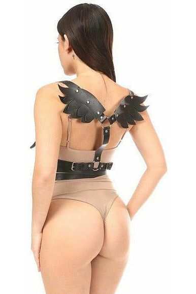 Black Vegan Leather Body Harness w/Wings - Daisy Corsets