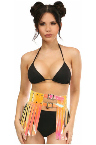 Yellow/Pink Holo Fringe Skirt