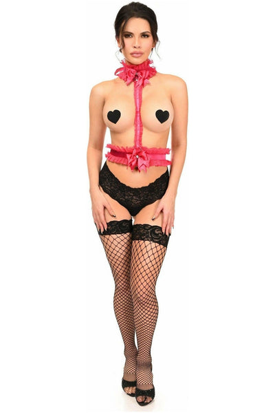 Kitten Collection Fuchsia/Fuchsia Lace Single Strap Body Harness - Daisy Corsets