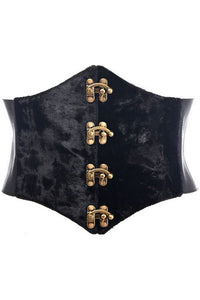 Lavish Black Velvet Corset Belt Cincher w/Clasps