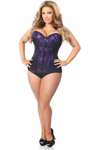 Lavish Purple Lace Front Zipper Corset - Daisy Corsets